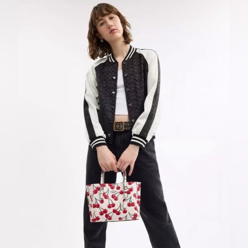 CY695 - Coach Mollie Tote Bag 25 With Cherry Print - Picture 16 of 16
